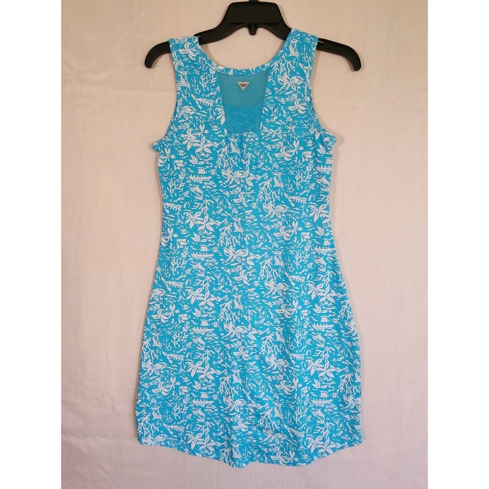 Columbia PFG Womens XS Blue White Sun Dress Fishing Travel Coastal Athleisure - Picture 2 of 7